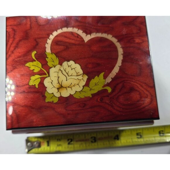 San Francisco Music Box trinket holder rose inlay heart anniversary valentine - Picture 6 of 6